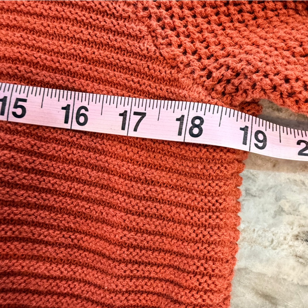 Marled Rust Orange Knit Sweater Small Textured Cotton Blend - Picture 7 of 8